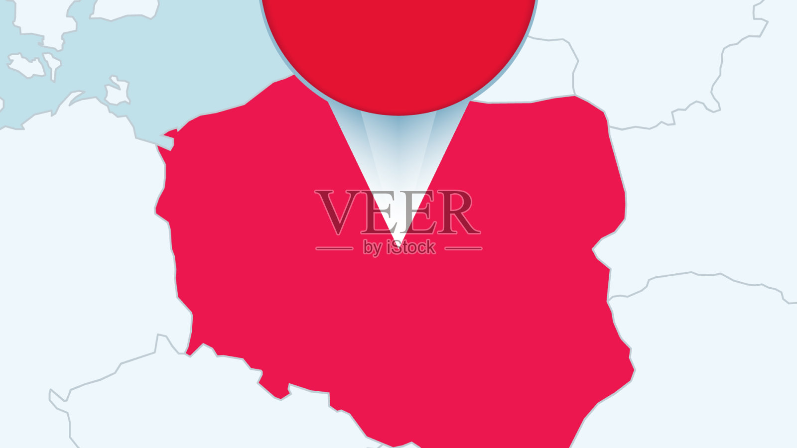 带有波兰地图和波兰国旗的欧洲插画图片素材