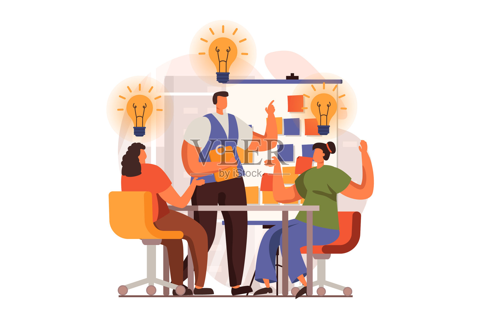 平面设计中的团队网络概念设计元素图片