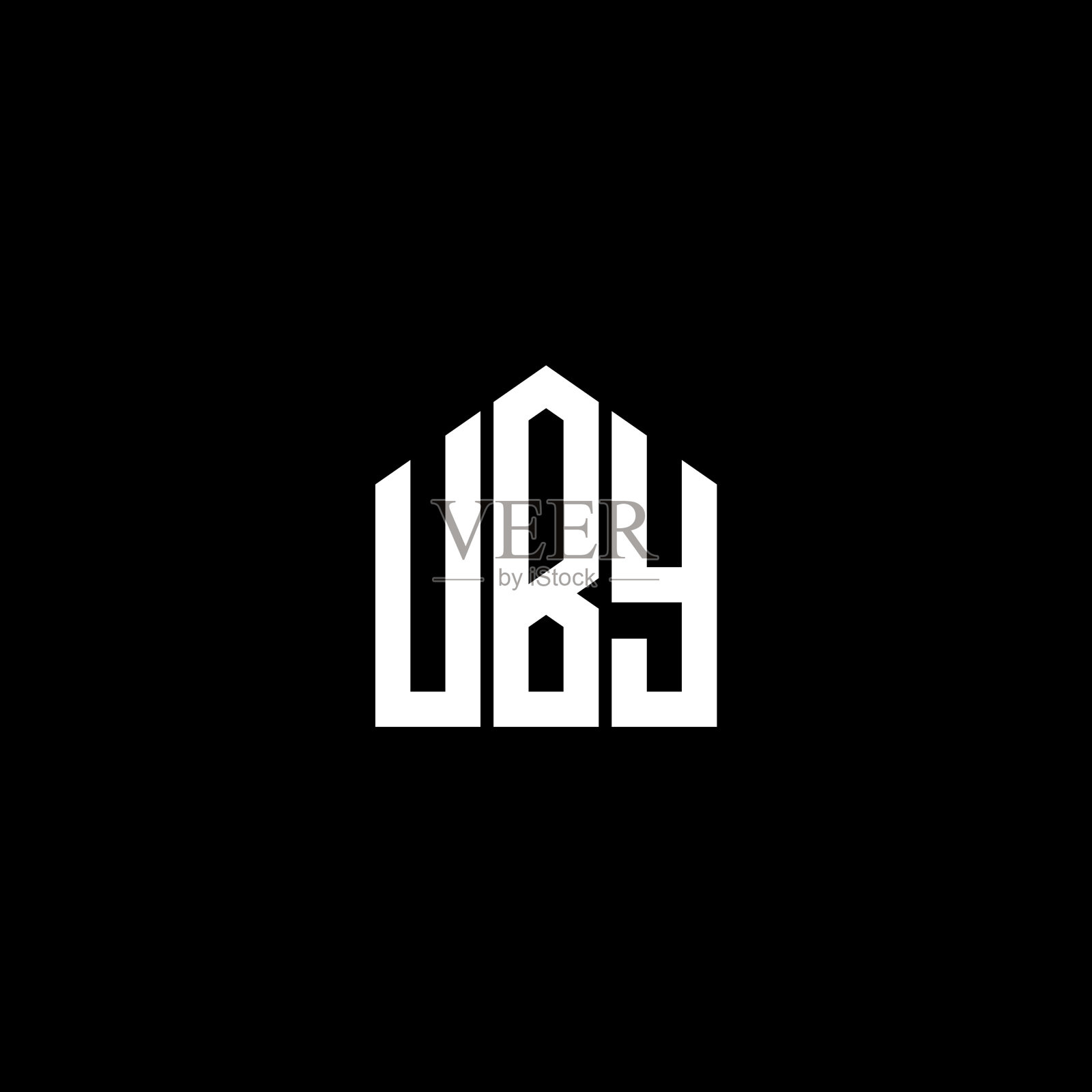 Uby字母logo设计,黑色背景Uby插画图片素材