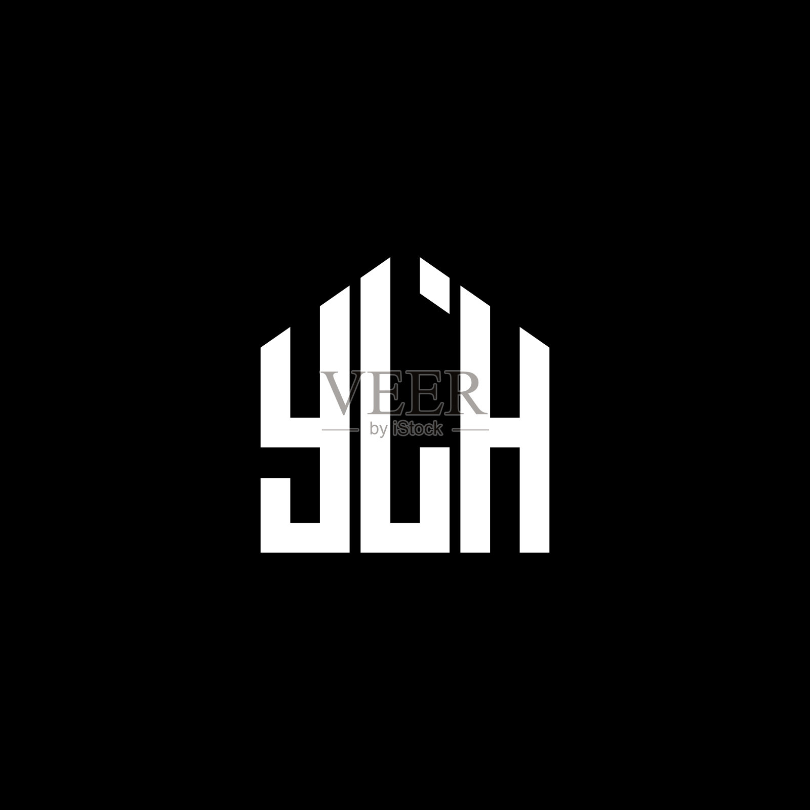 字母logo设计在黑色背景Ylh插画图片素材