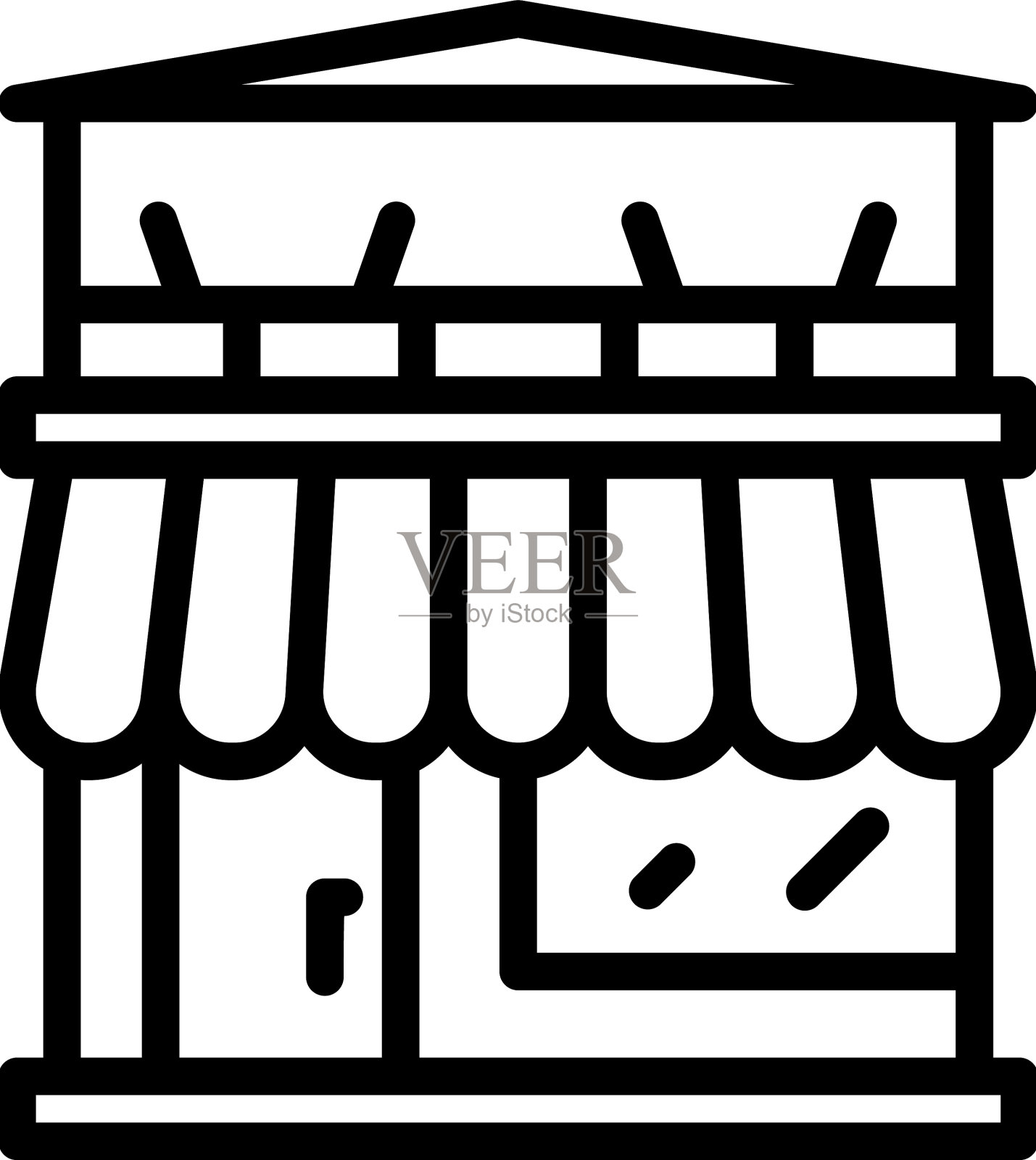 街头咖啡馆图标轮廓食品吧插画图片素材