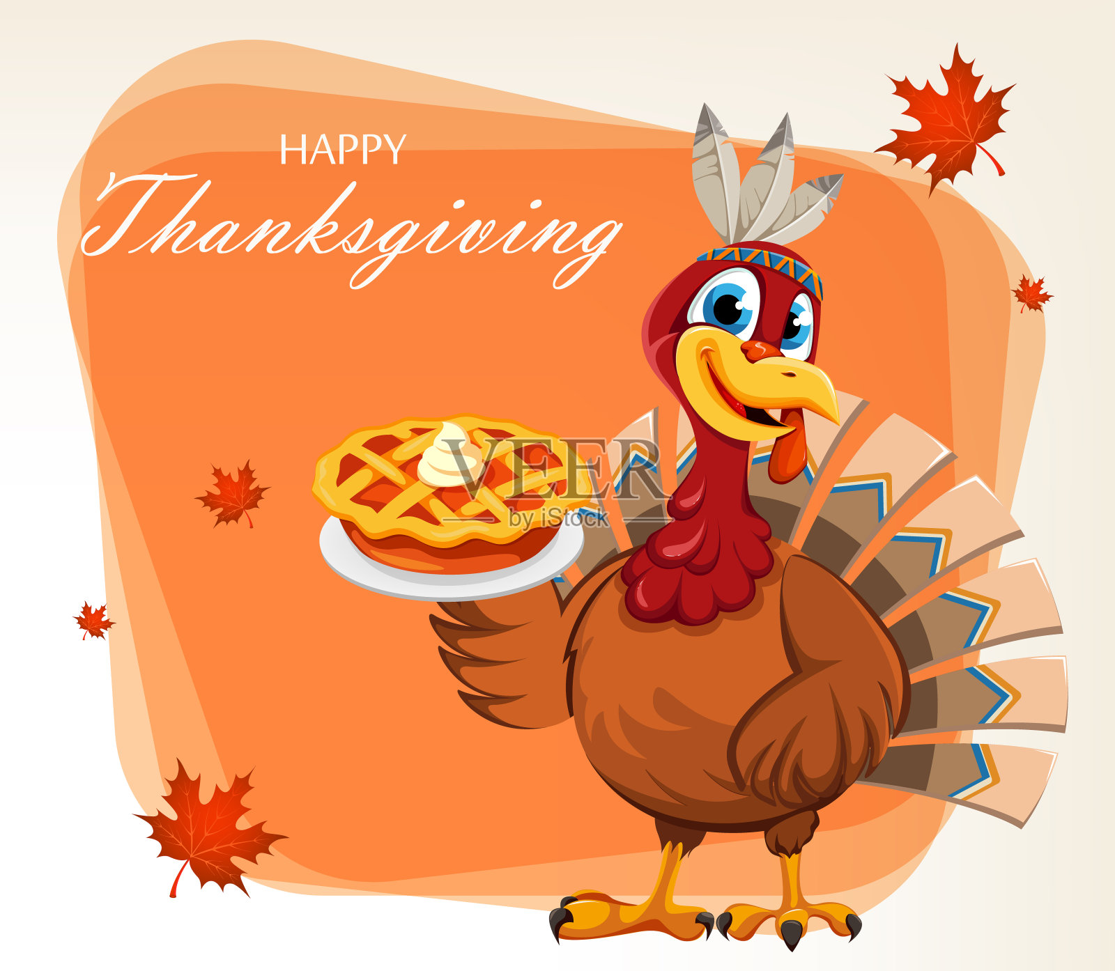 感恩节快乐。有趣的感恩节火鸡鸟设计模板素材