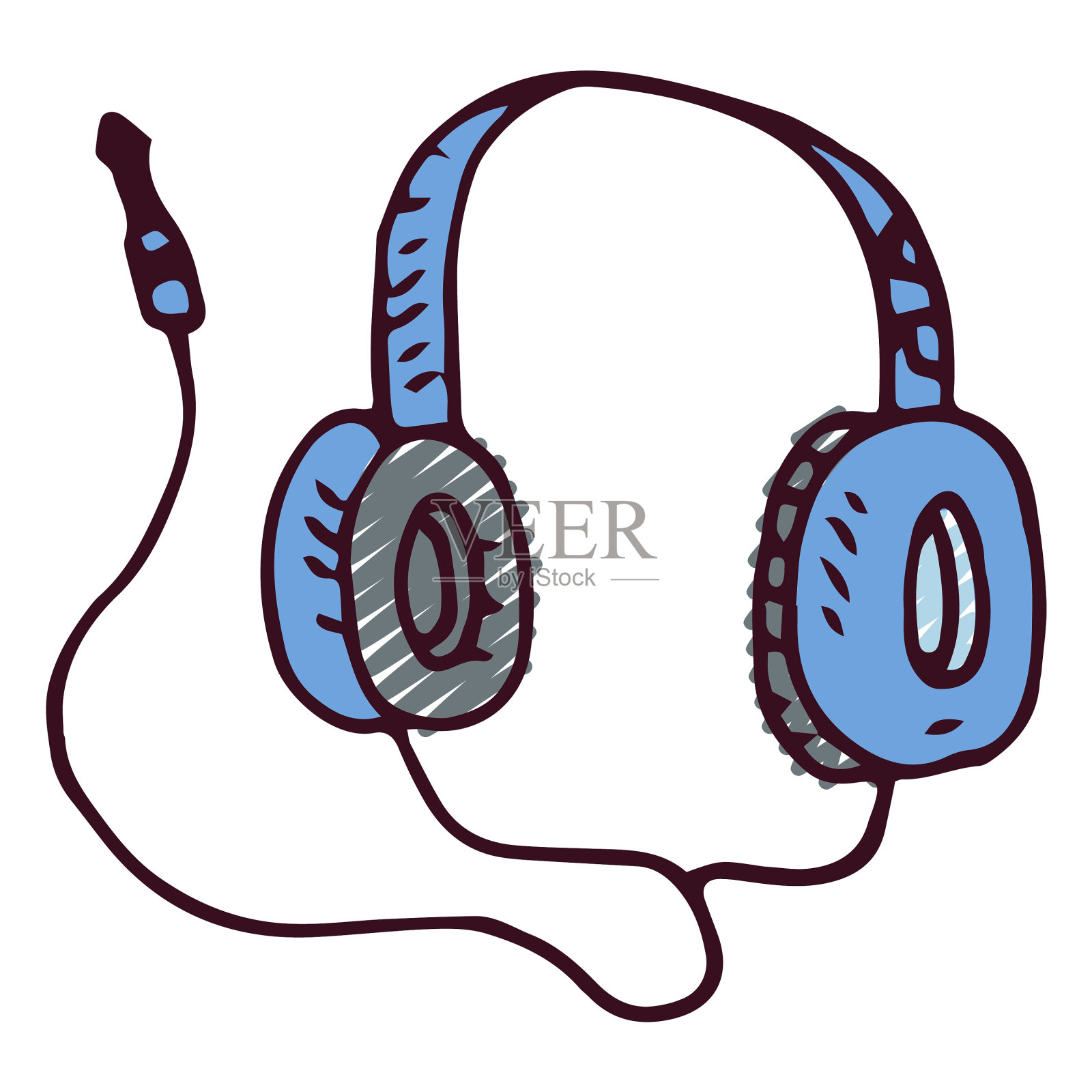 音乐涂鸦耳机插画图片素材