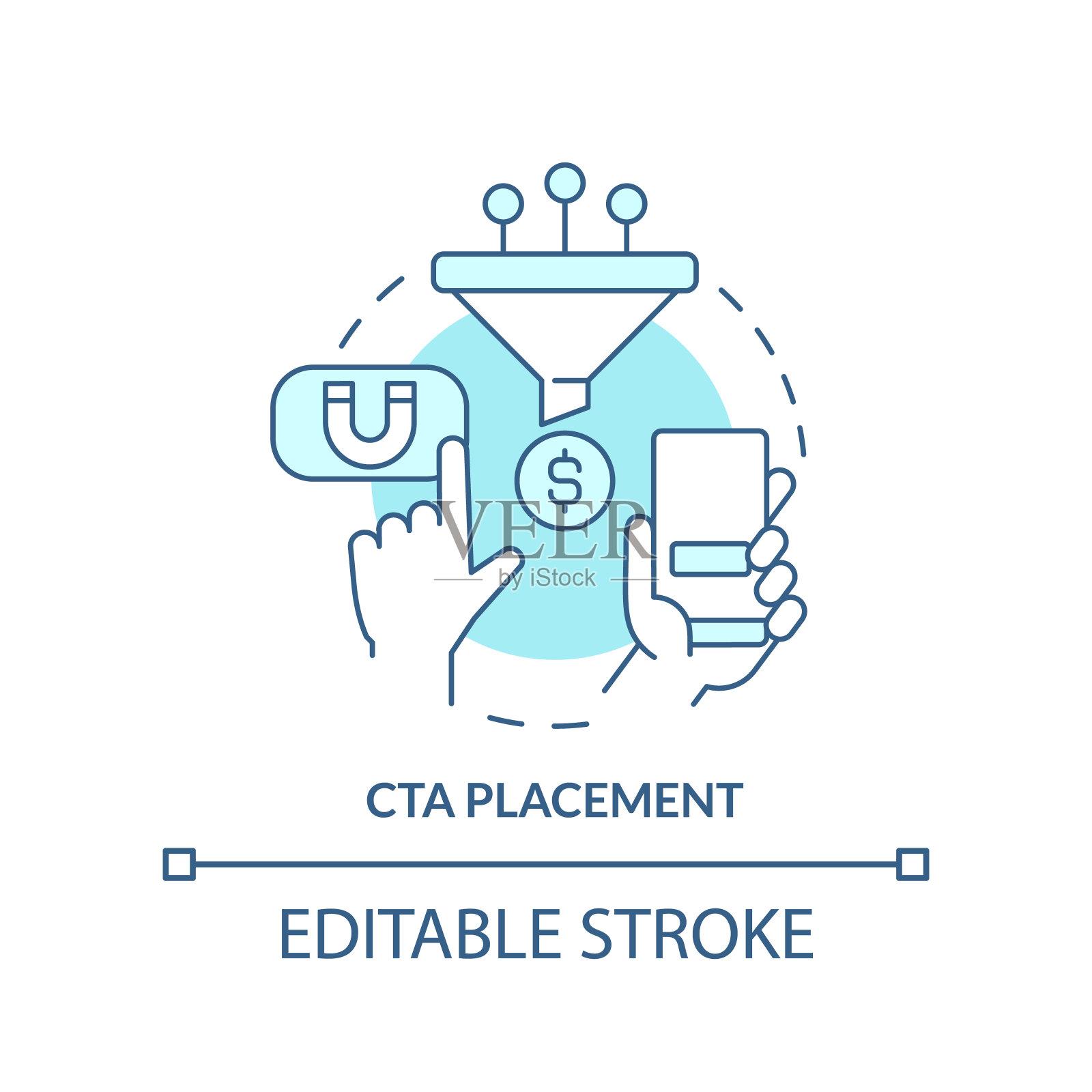 CTA放置绿松石概念图标插画图片素材