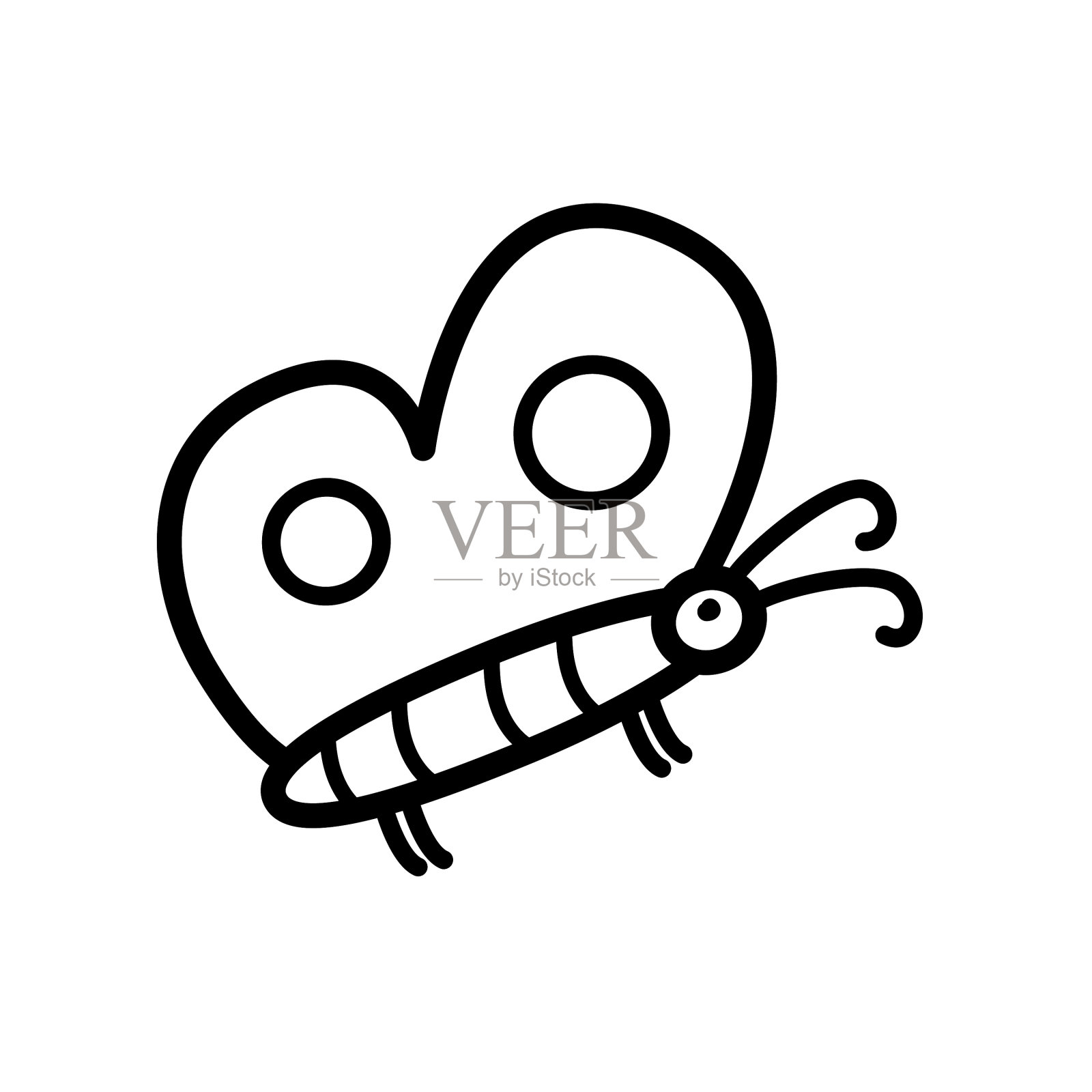 蝴蝶卡通涂鸦设计元素图片