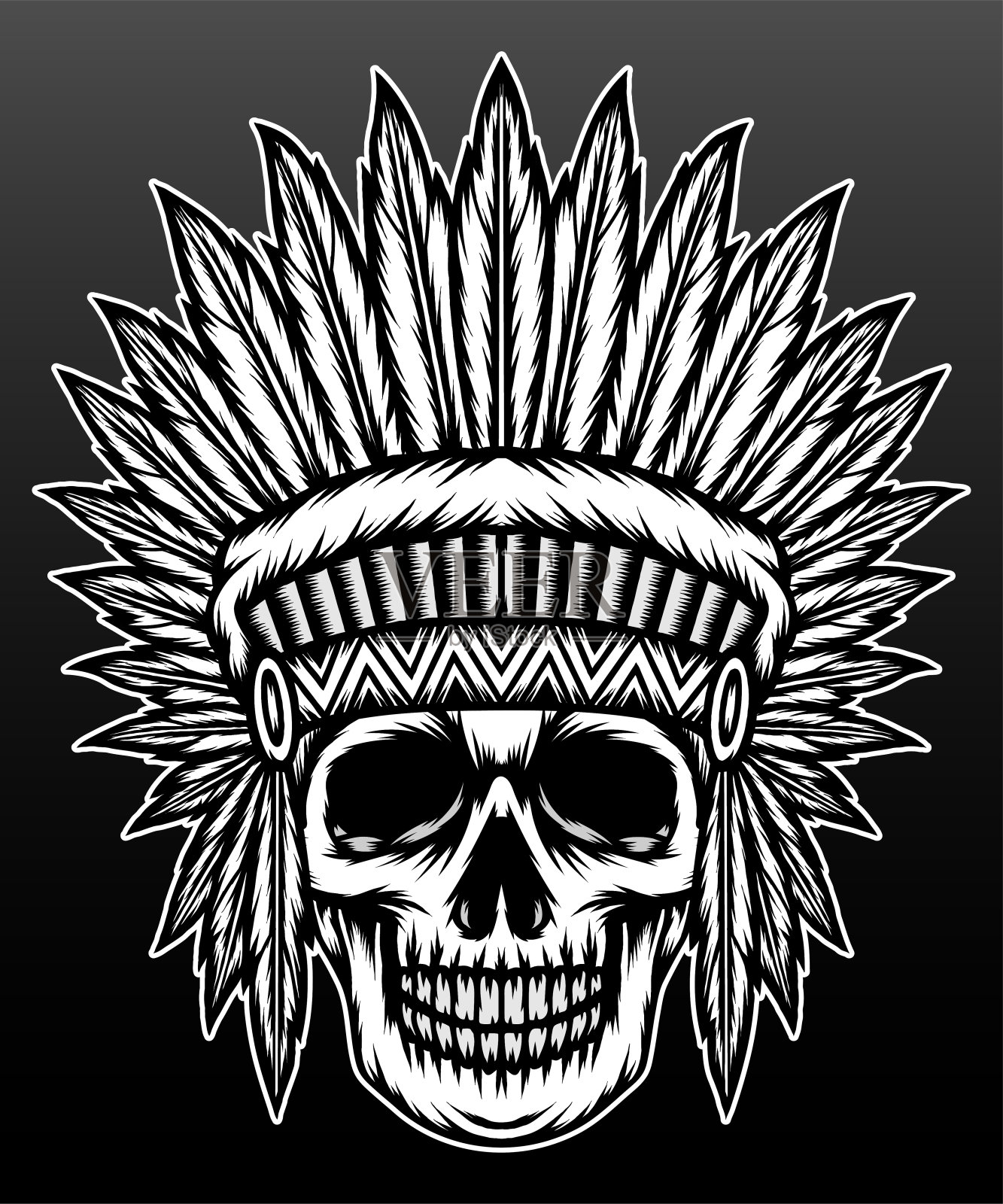 古美洲土著头骨插画图片素材