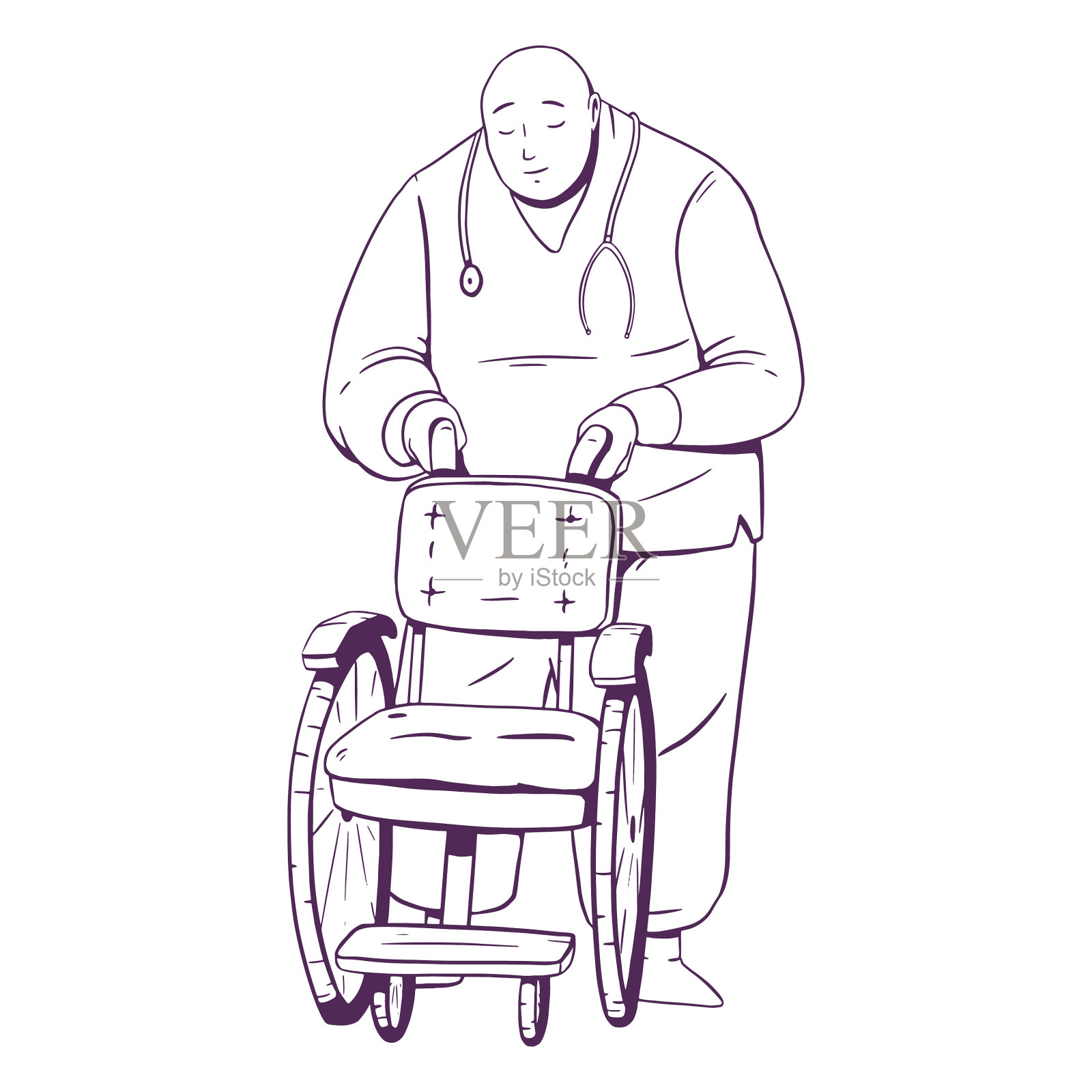 医生手牵轮椅设计元素图片