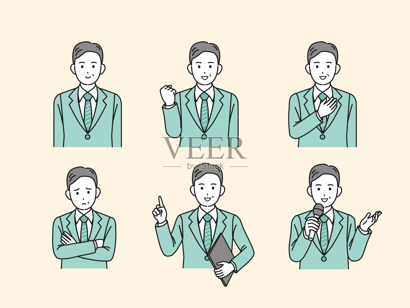 中年商人套装插画图片素材