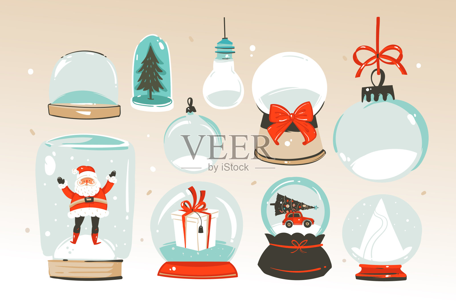 手绘矢量圣诞新年卡通雪球插画插画图片素材