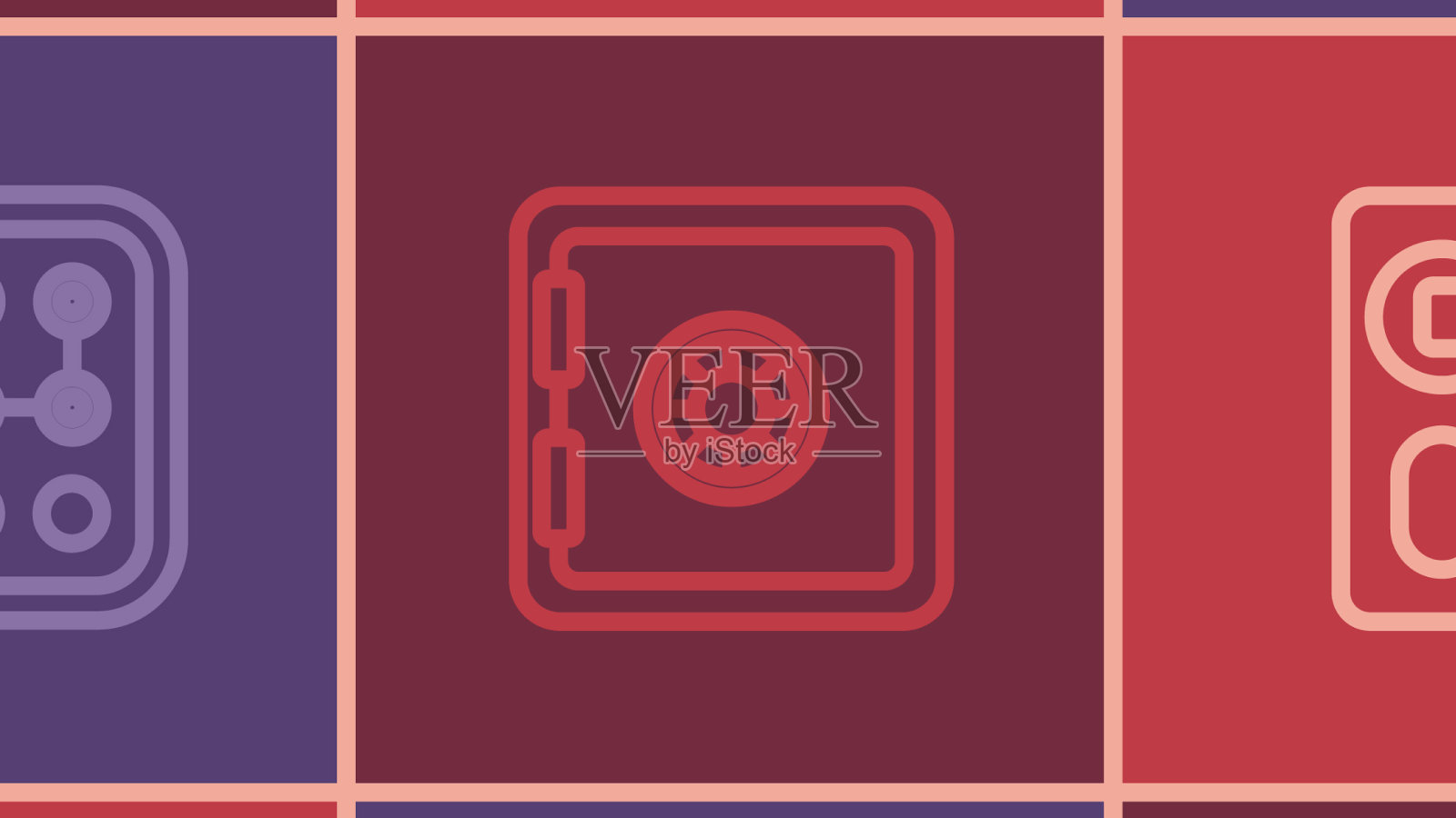 设置线指纹门锁安全和图形图标素材