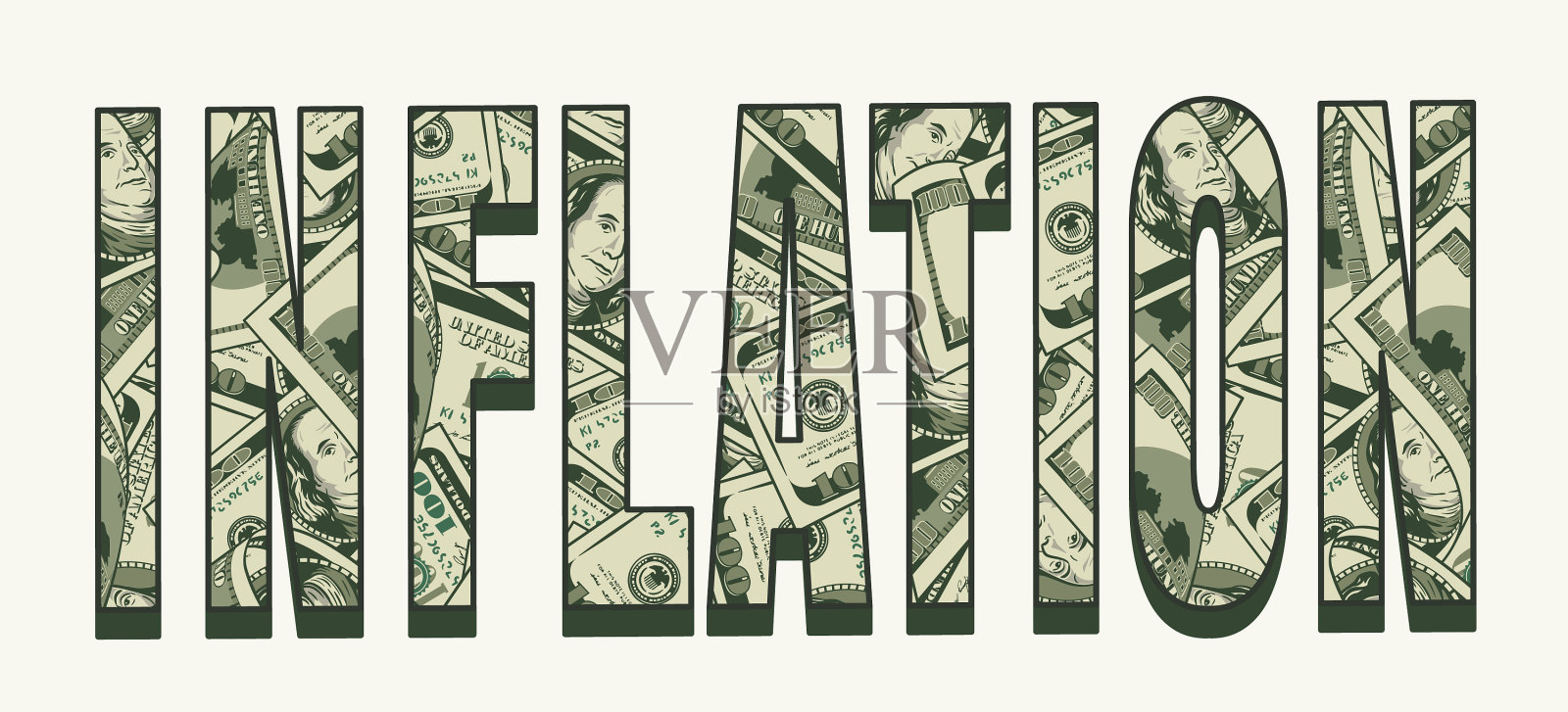 100美元纸币的通货膨胀插画图片素材