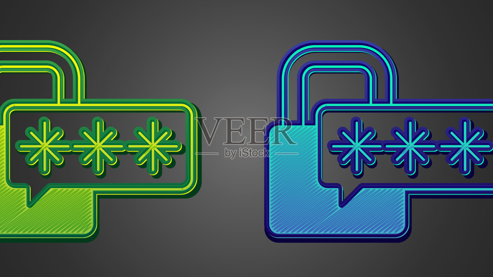 绿色和蓝色网络安全图标隔离图标素材