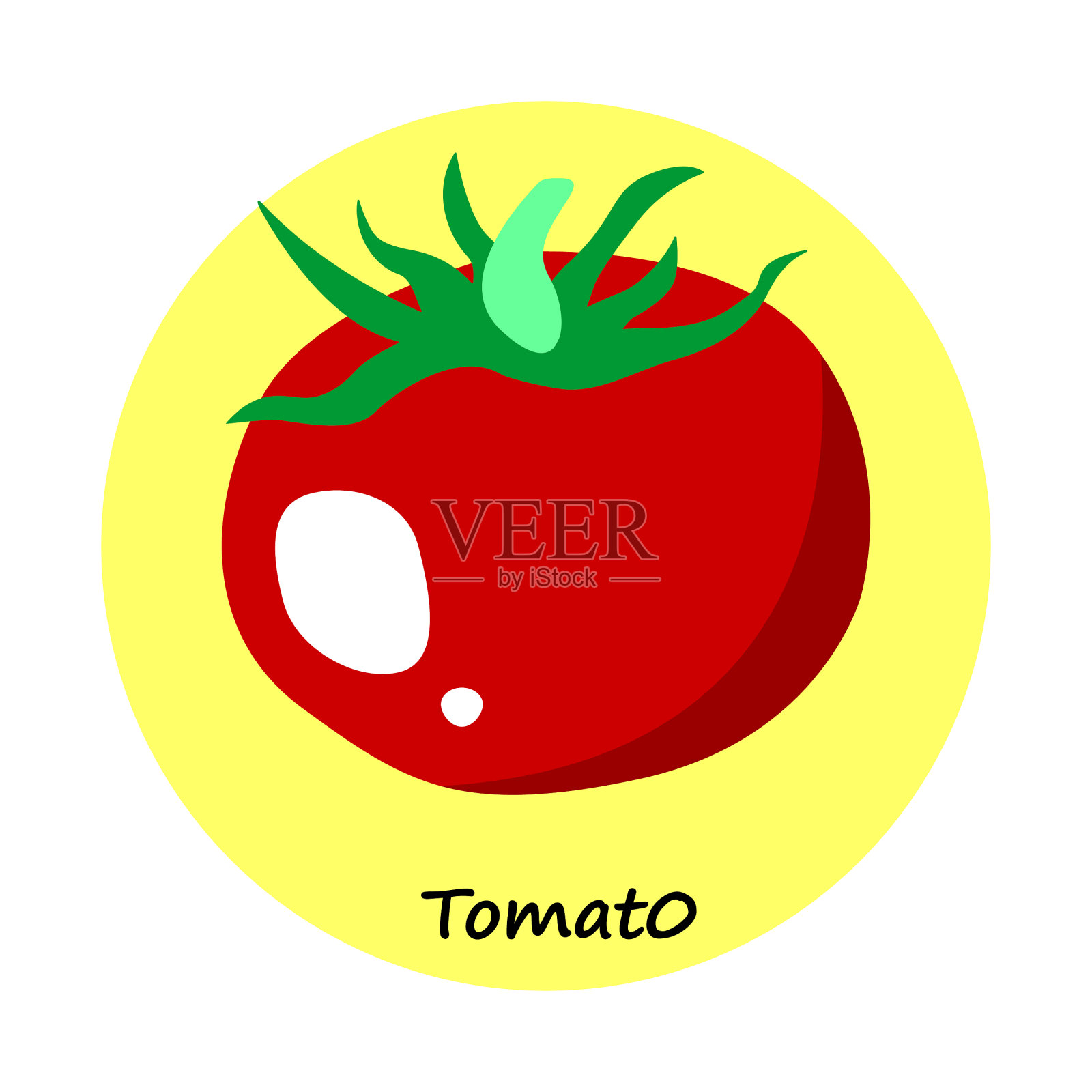 黄色圆形的番茄插画图片素材