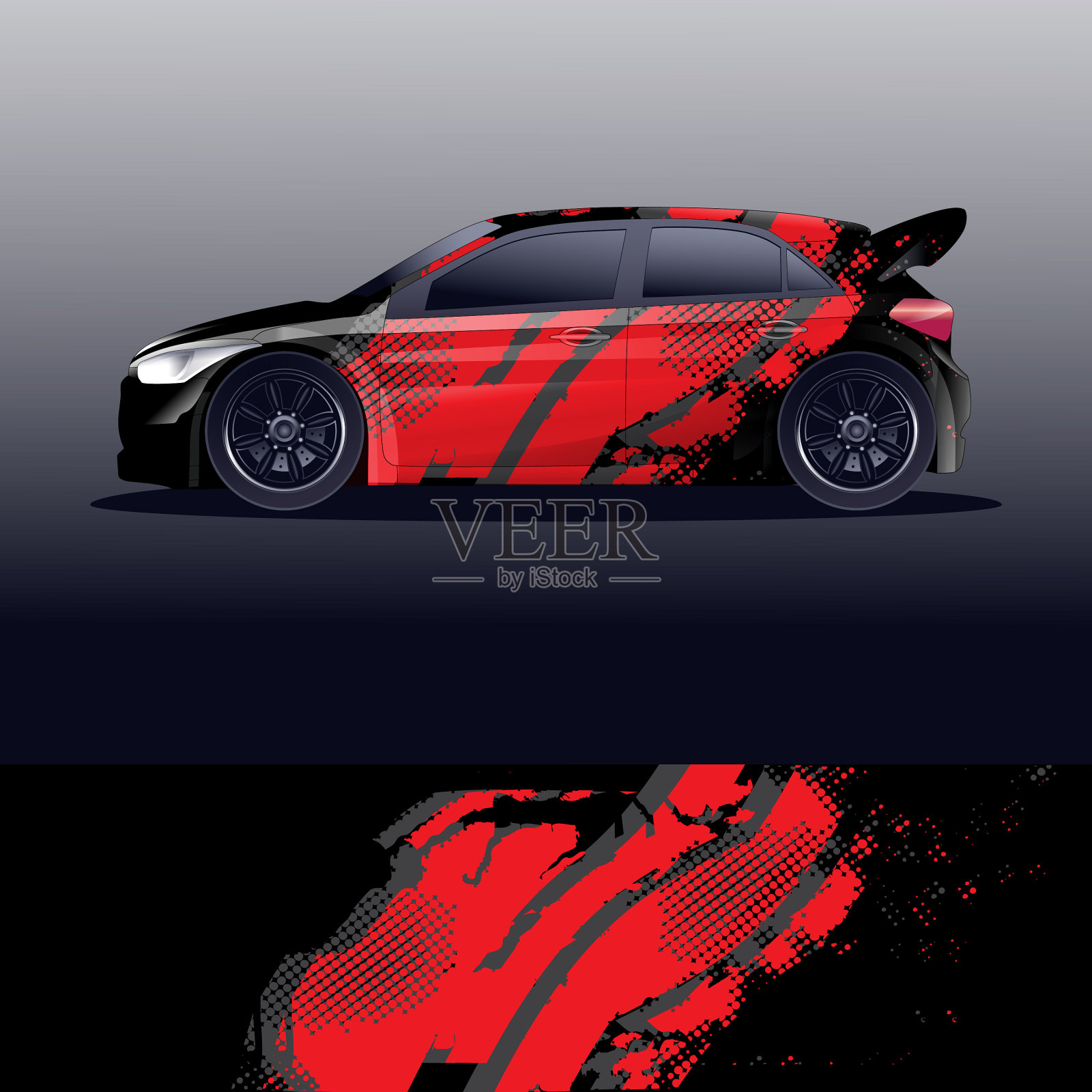 拉力赛汽车贴花图形包装插画图片素材