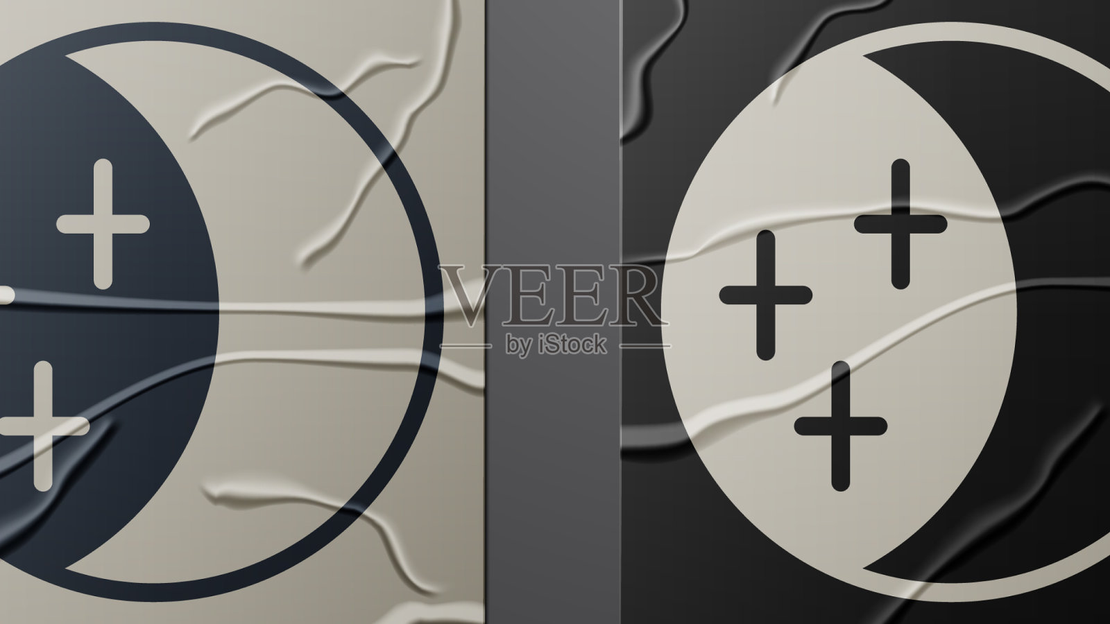 白色的日蚀图标孤立在皱巴巴的插画图片素材