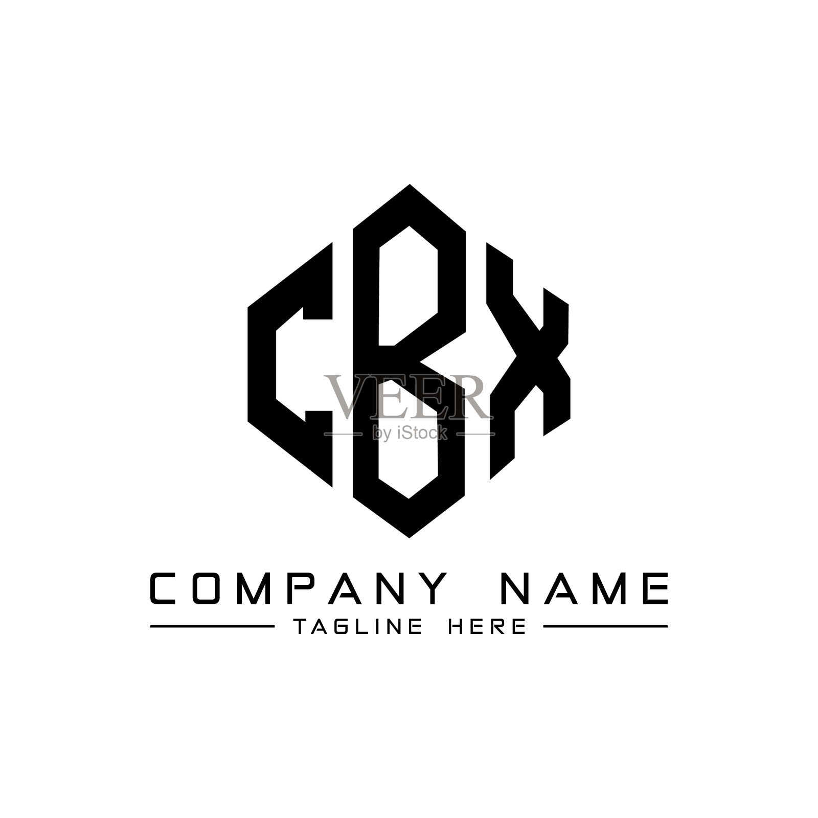 CBX字母logo设计与多边形CBX形状插画图片素材