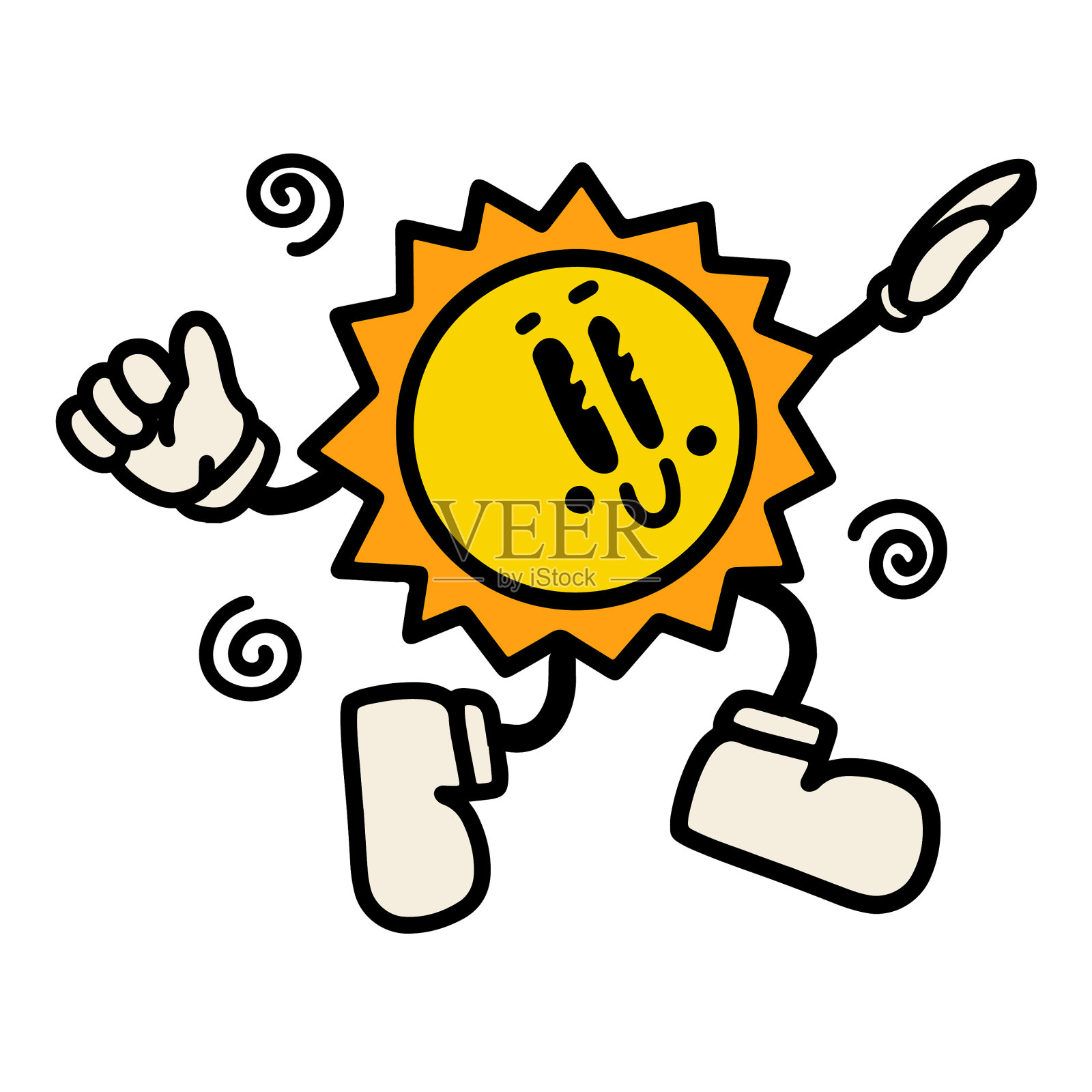 怀旧复古时髦的卡通人物太阳设计元素图片