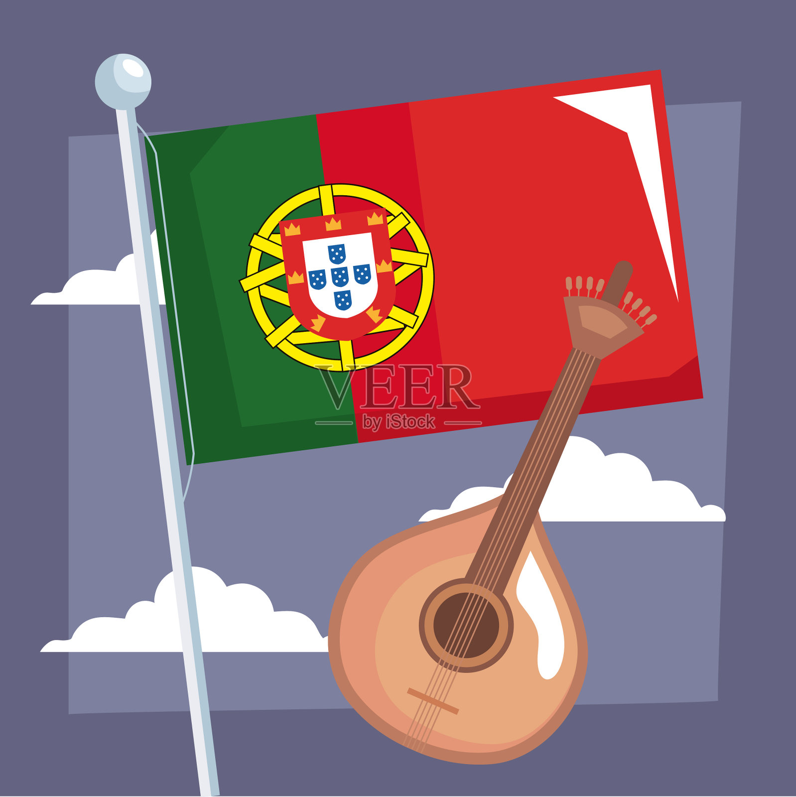 葡萄牙国旗法多插画图片素材