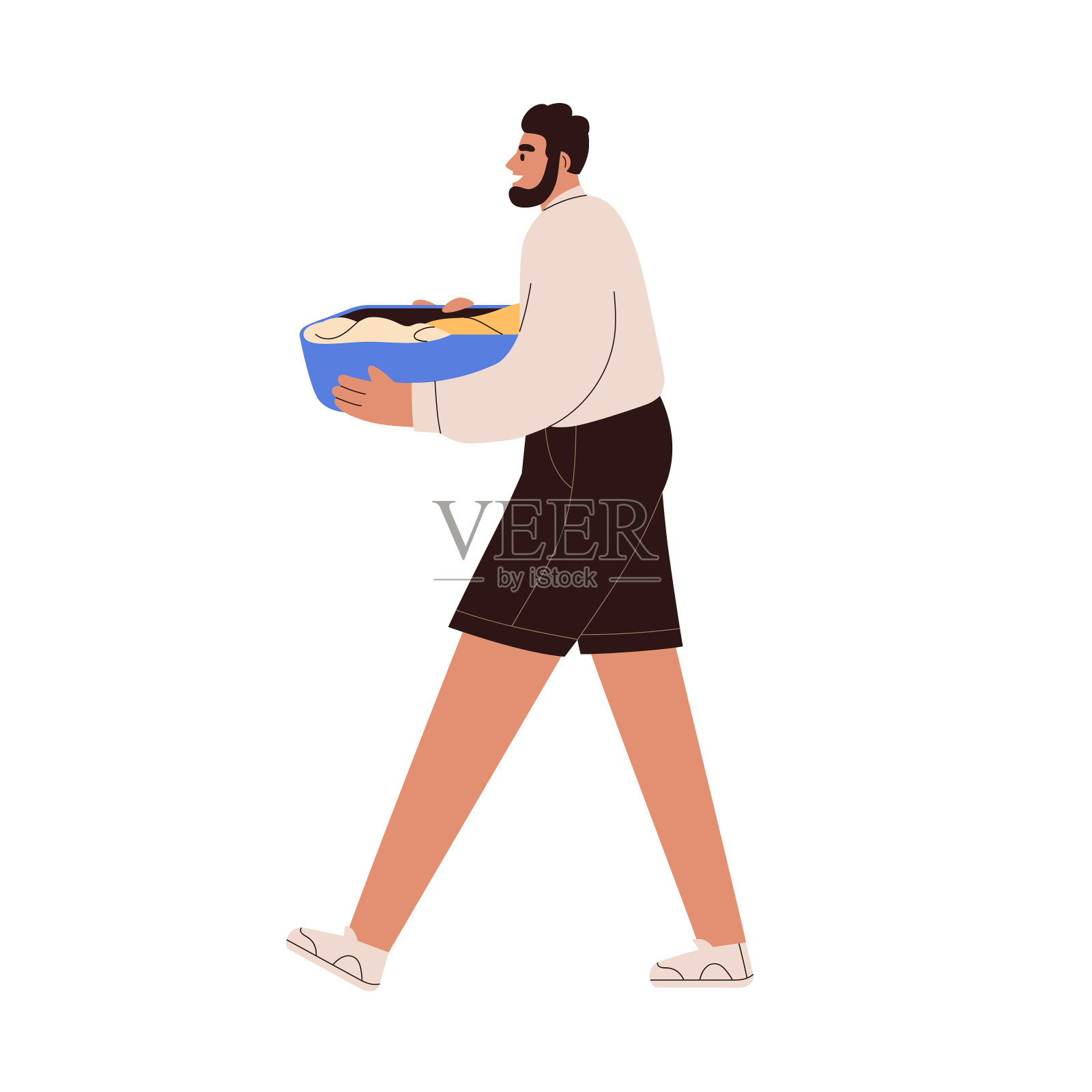 筐里装着衣服的人跟我一起走设计元素图片