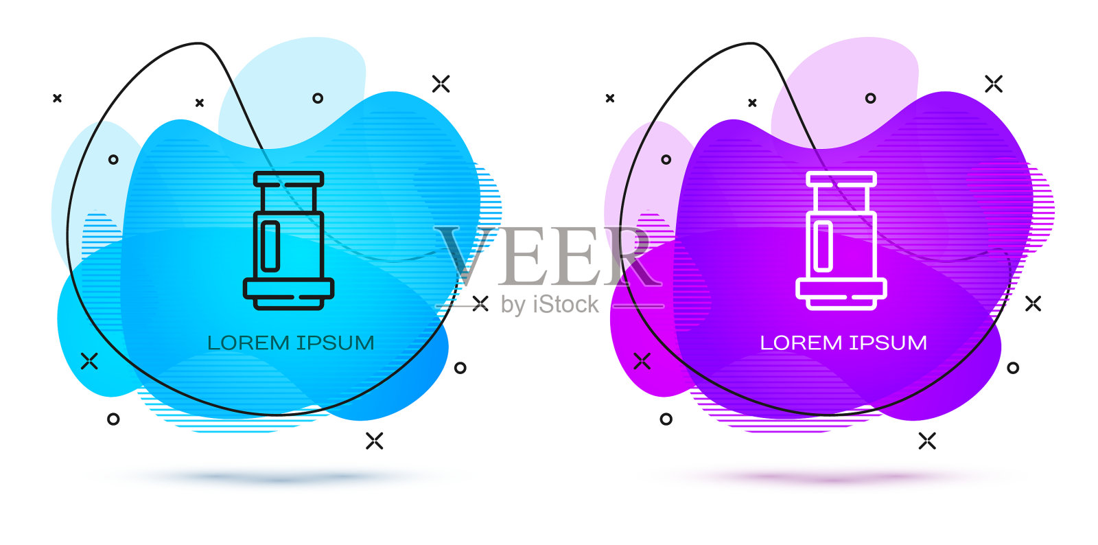 线压咖啡法图标分离上插画图片素材