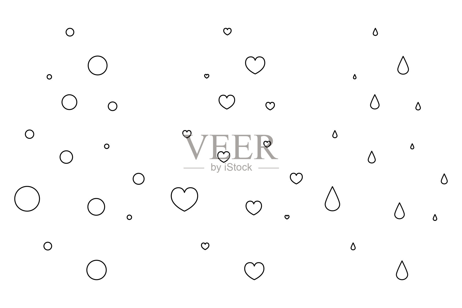 气泡,心,滴,涂鸦风格矢量元素设置插画图片素材