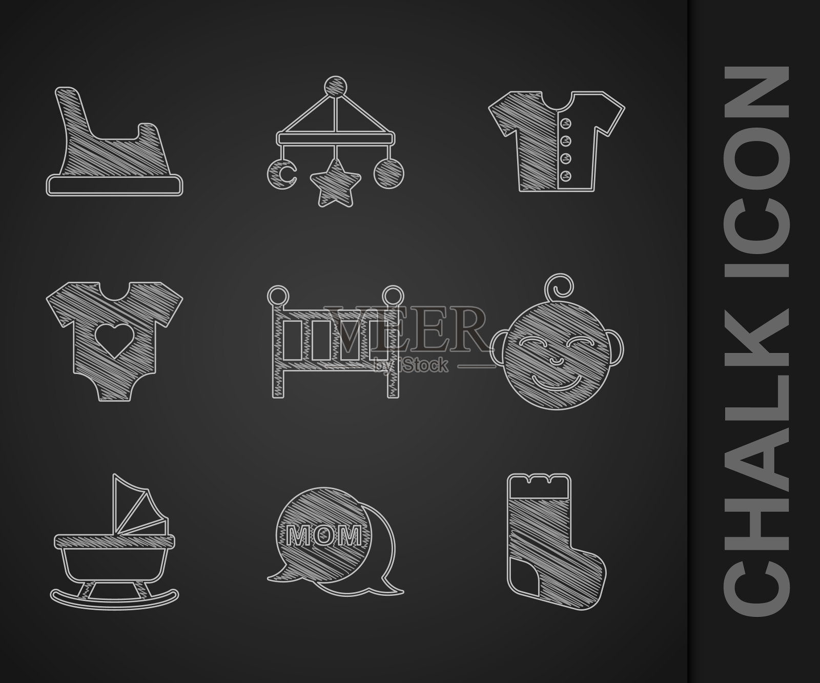 设置婴儿床摇篮床语音泡泡妈妈袜子图标素材