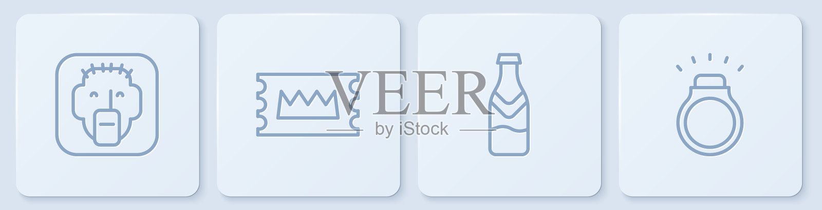 订行说唱歌手啤酒瓶演唱会门票和图标素材