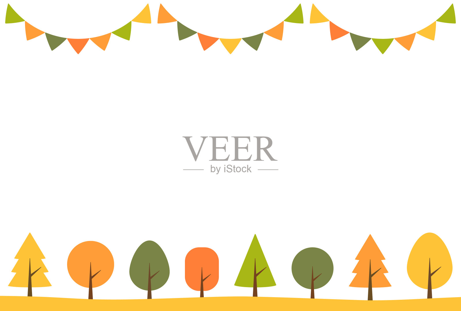 简单可爱的秋天树背景插图插画图片素材