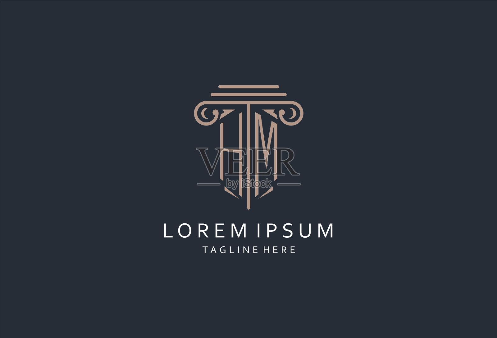 Hm字母标志与柱形图标豪华插画图片素材