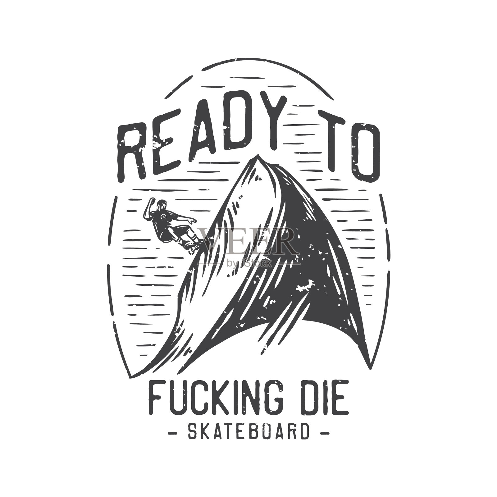 美国古董准备ing die滑板插画图片素材