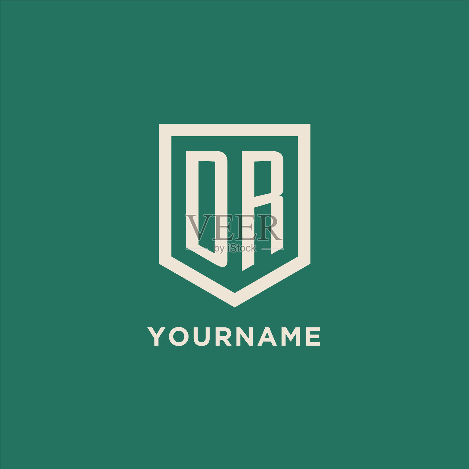 博士初始标志字母盾牌几何形状插画图片素材