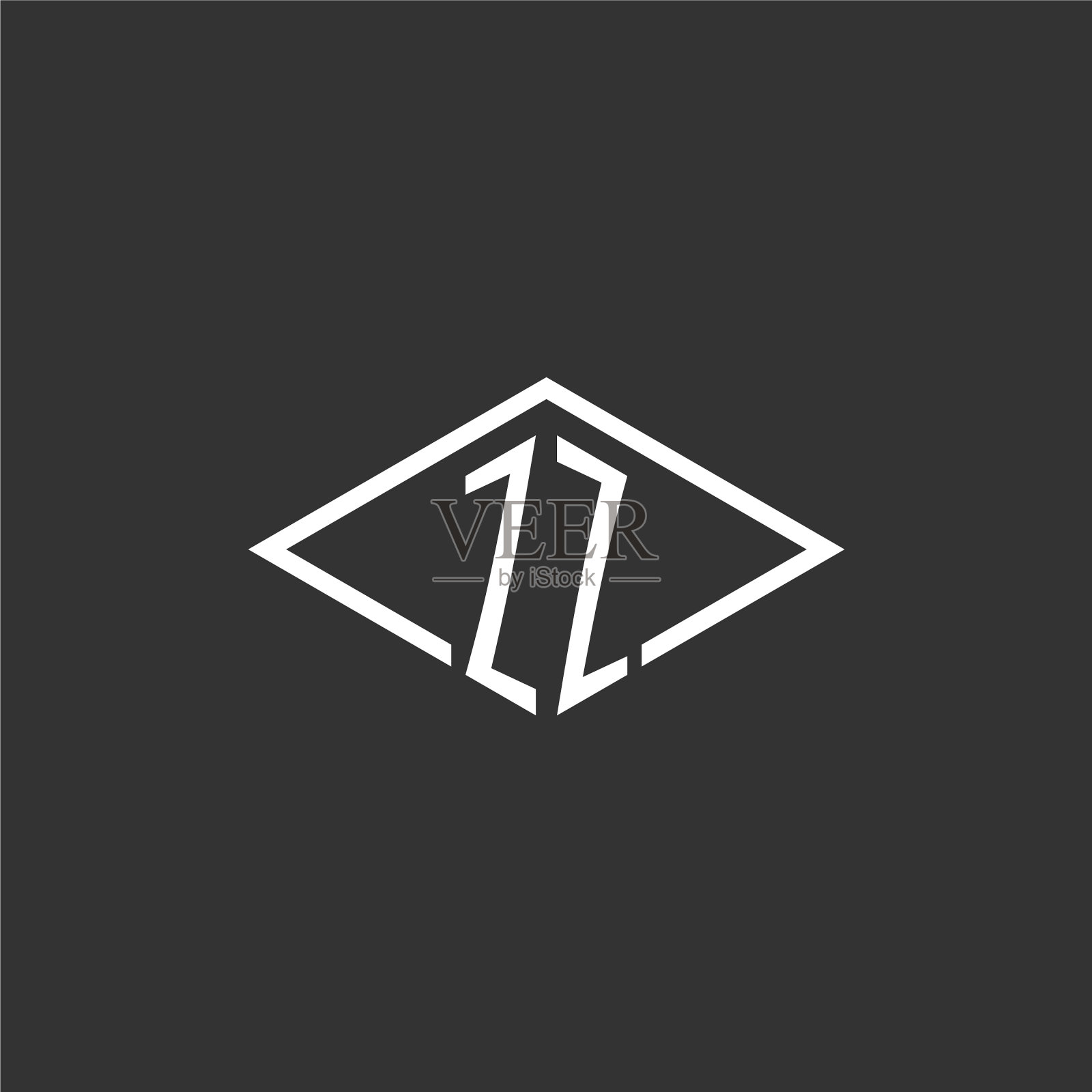 首字母zz标志的字母组合与简单的钻石插画图片素材