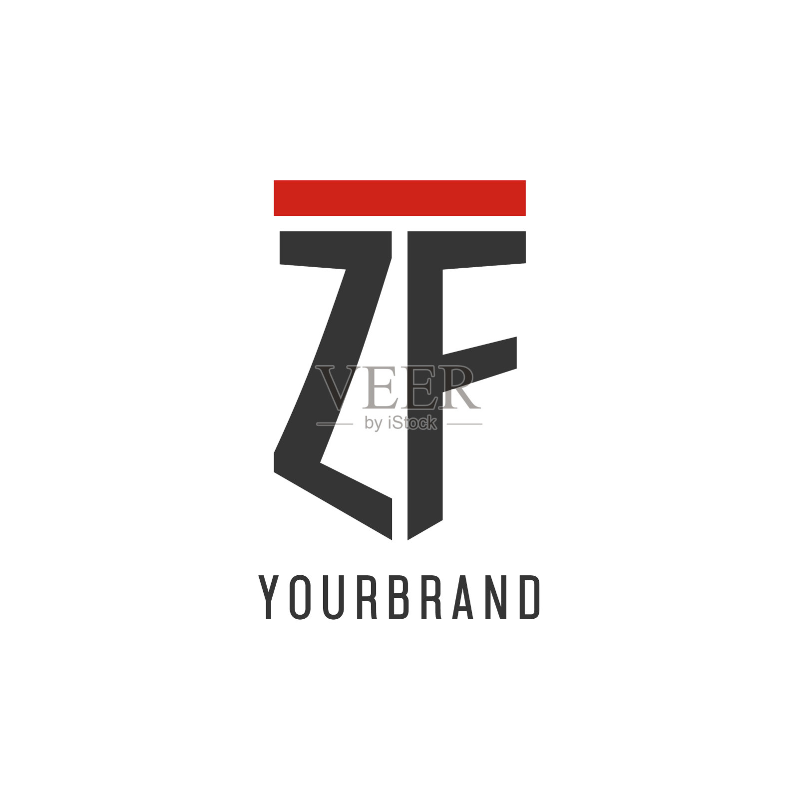 Zf最初的电子竞技标志与简单的盾设计插画图片素材