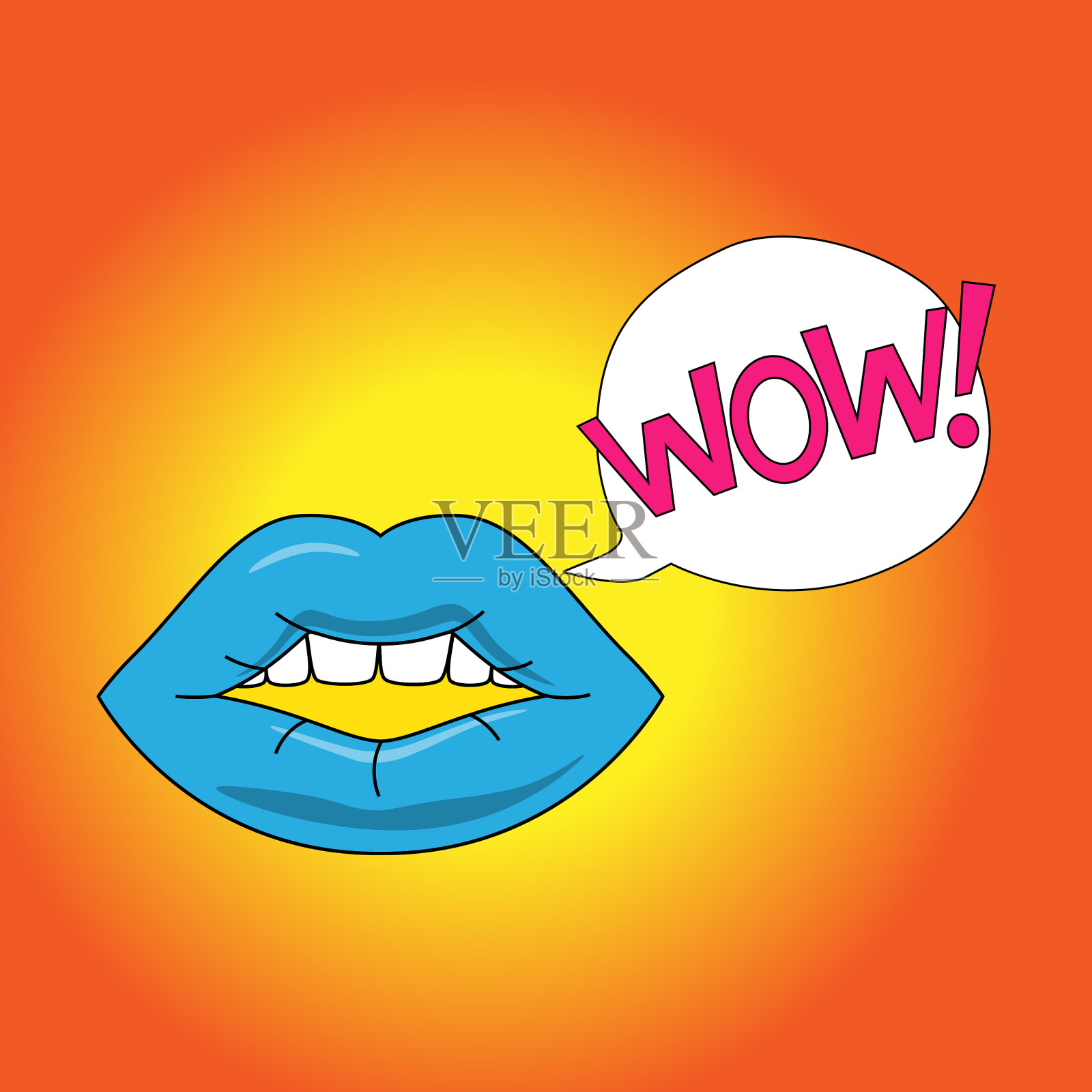 波普艺术女性的嘴唇用言语魅力女性插画图片素材