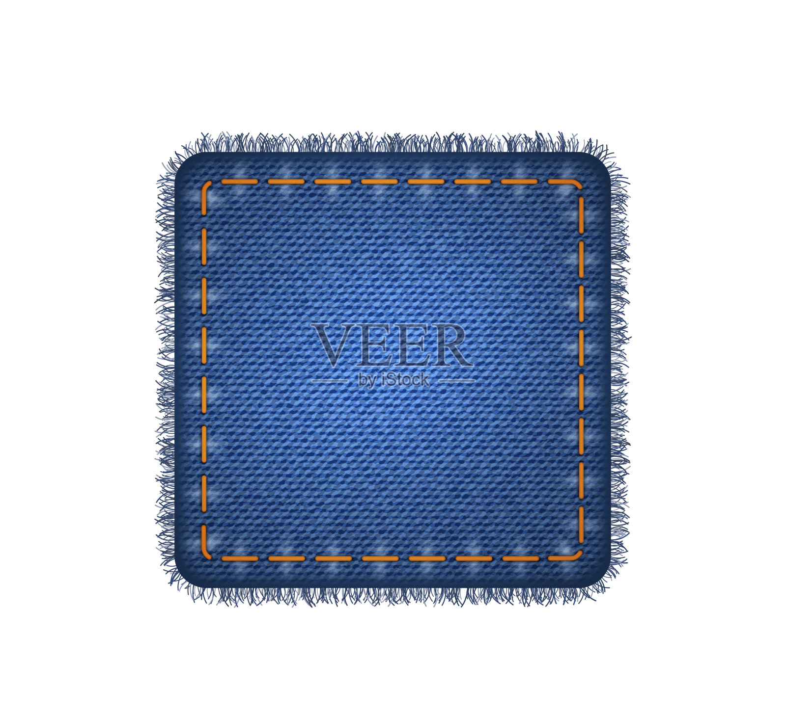 方形补丁的蓝色牛仔布质地。现实的坚固棉布斜纹牛仔牛仔裤标签面料插画图片素材