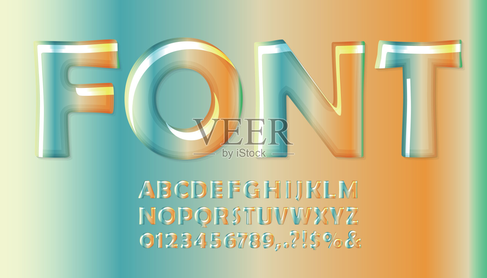 渐变样式字体设计。插画图片素材