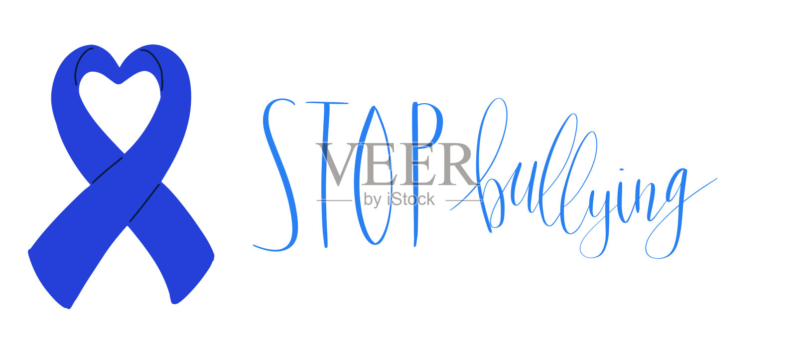 全国防止欺凌月十月网页横幅。蓝色支持和意识丝带符号。矢量图插画图片素材