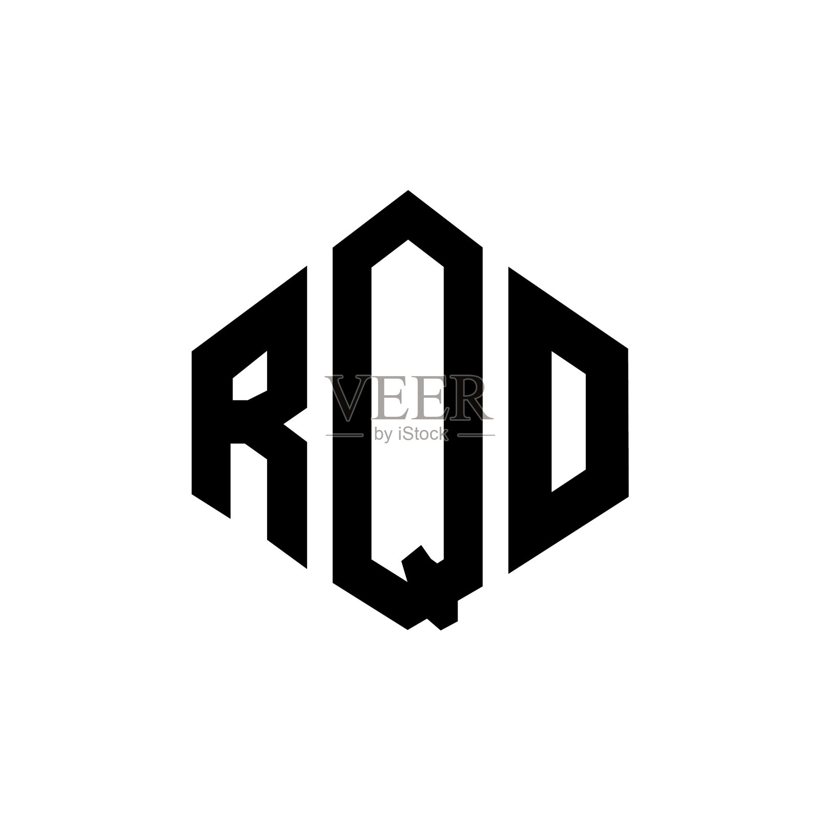 Rqo字母标志设计与多边形形状Rqo插画图片素材