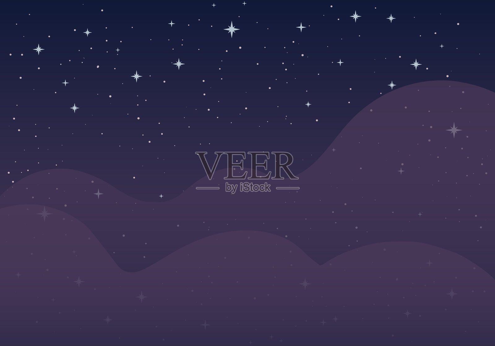 夜晚雾蒙蒙的天空有明亮的星星和拷贝空间插画图片素材