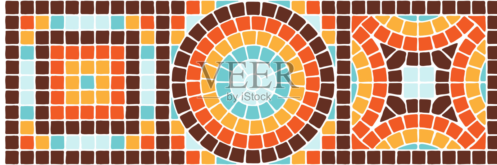 古老的马赛克瓷砖图案。装饰性的仿古石饰。插画图片素材