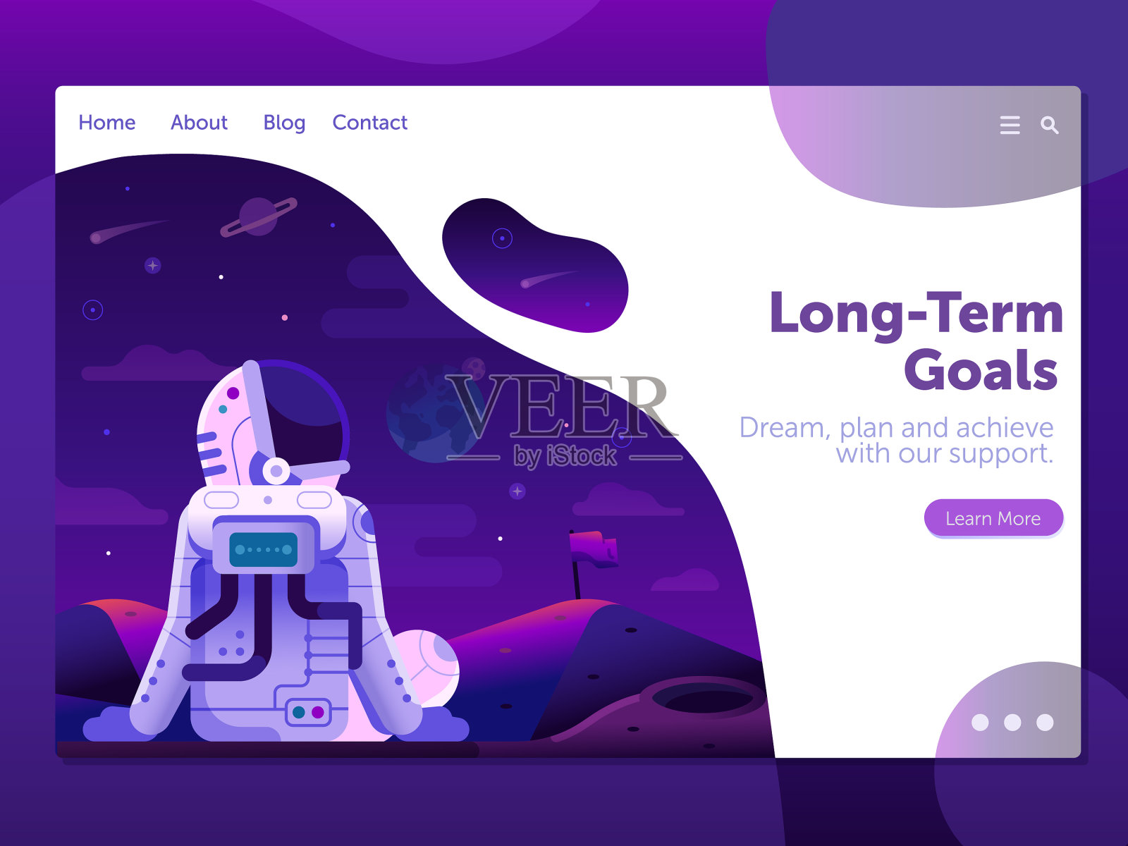 宇航员在行星表面太空任务横幅插画图片素材