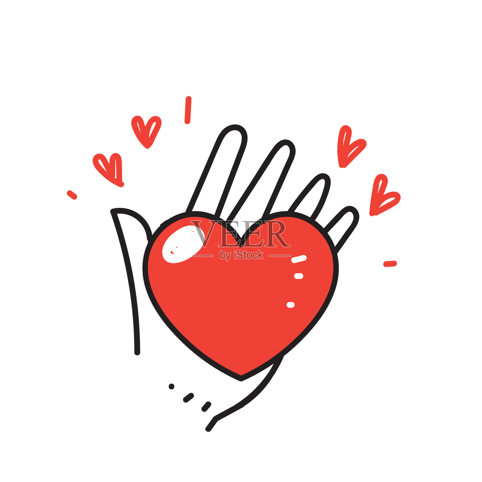 手绘涂鸦手捧爱心插画插画图片素材