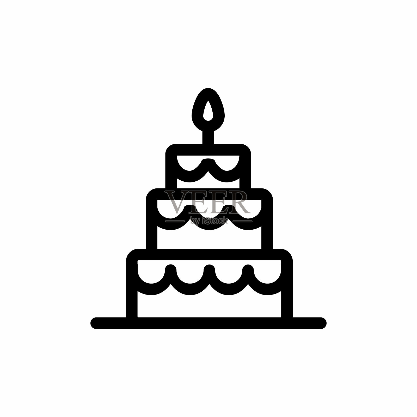 简单和干净的生日蛋糕矢量图标插画图片素材