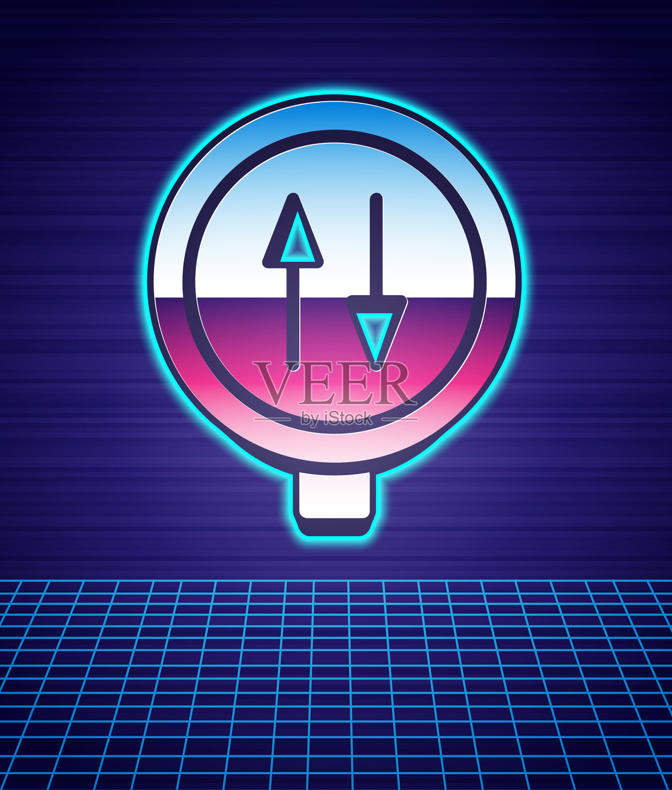 复古风格的道路标志警示双向交通图标插画图片素材