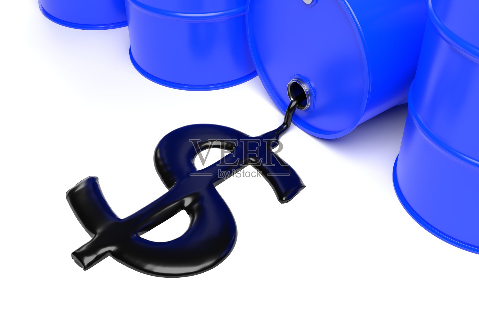 油桶上的油以美元货币符号的形状溢出照片摄影图片