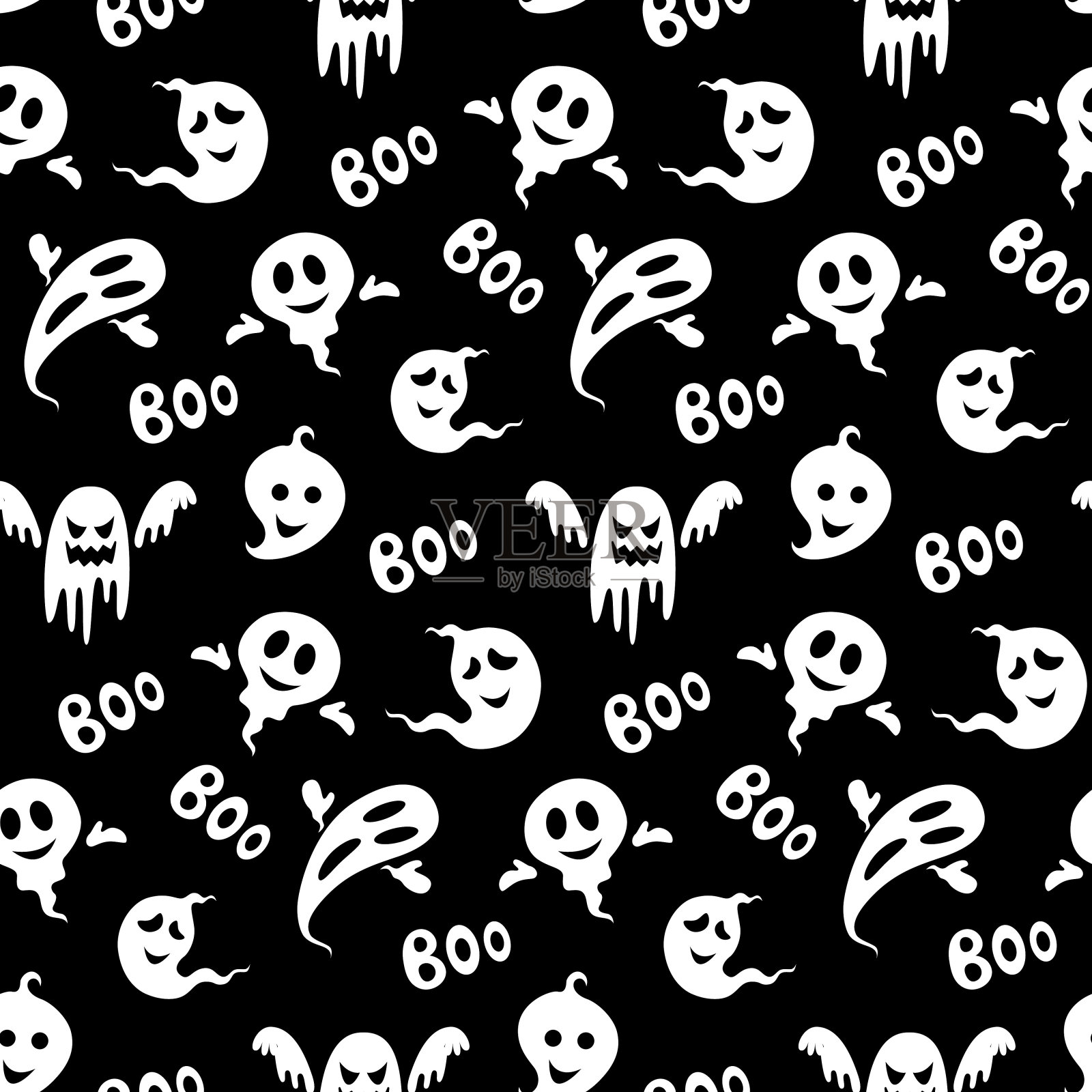 鬼boo无缝图案插画图片素材