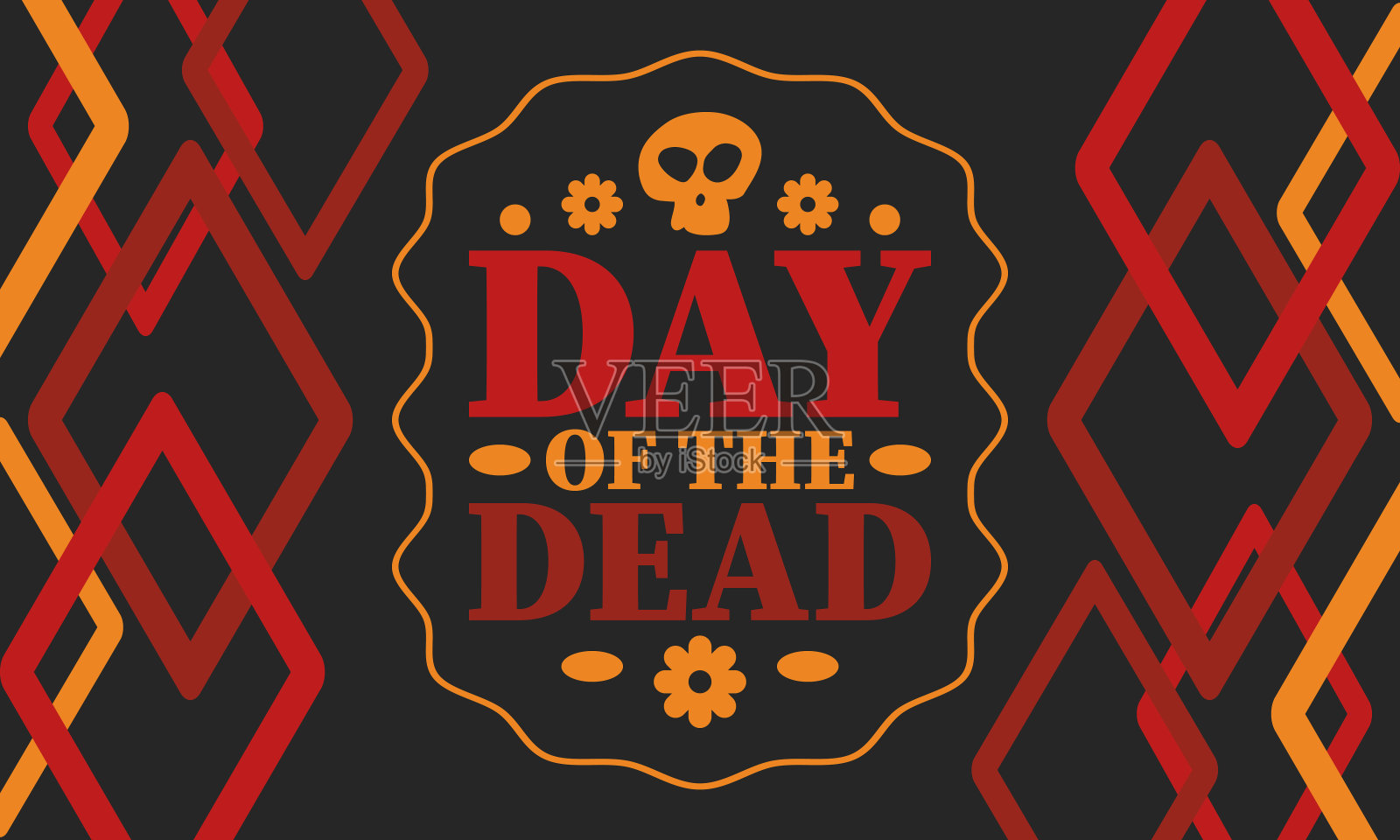 11月的亡灵节。纪念死者的节日。在墨西哥和其他拉丁美洲国家庆祝年度。墨西哥和西班牙的传统图案和纹理与头骨。向量的海报插画图片素材