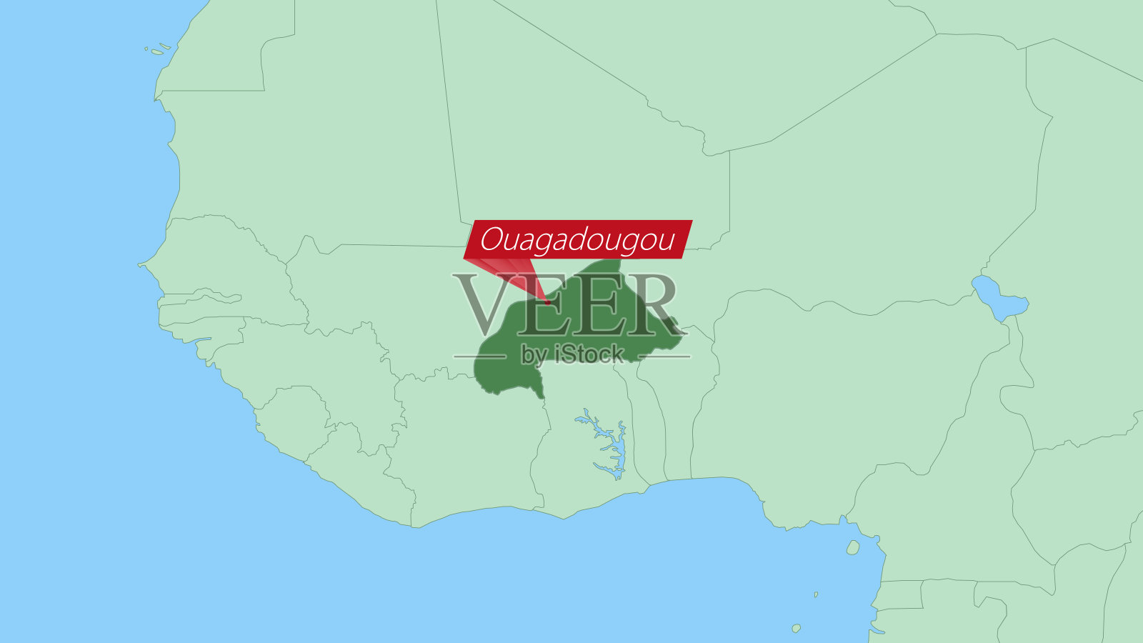 布基纳法索地图及国家首都大头针。插画图片素材