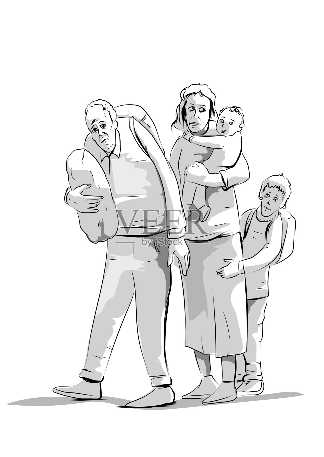 难民插画图片素材