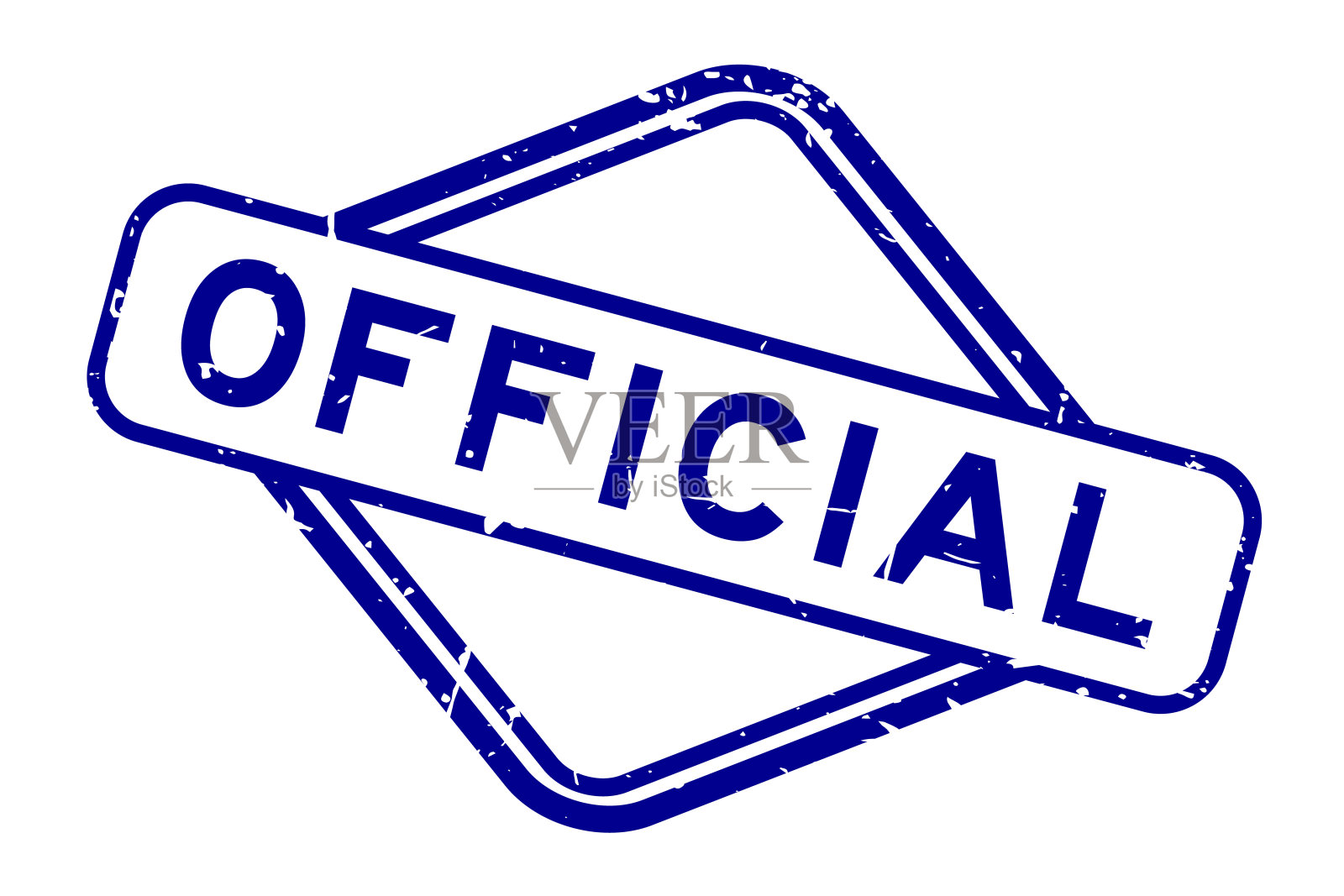 Grunge蓝色官方文字橡胶方形印章在白色背景插画图片素材